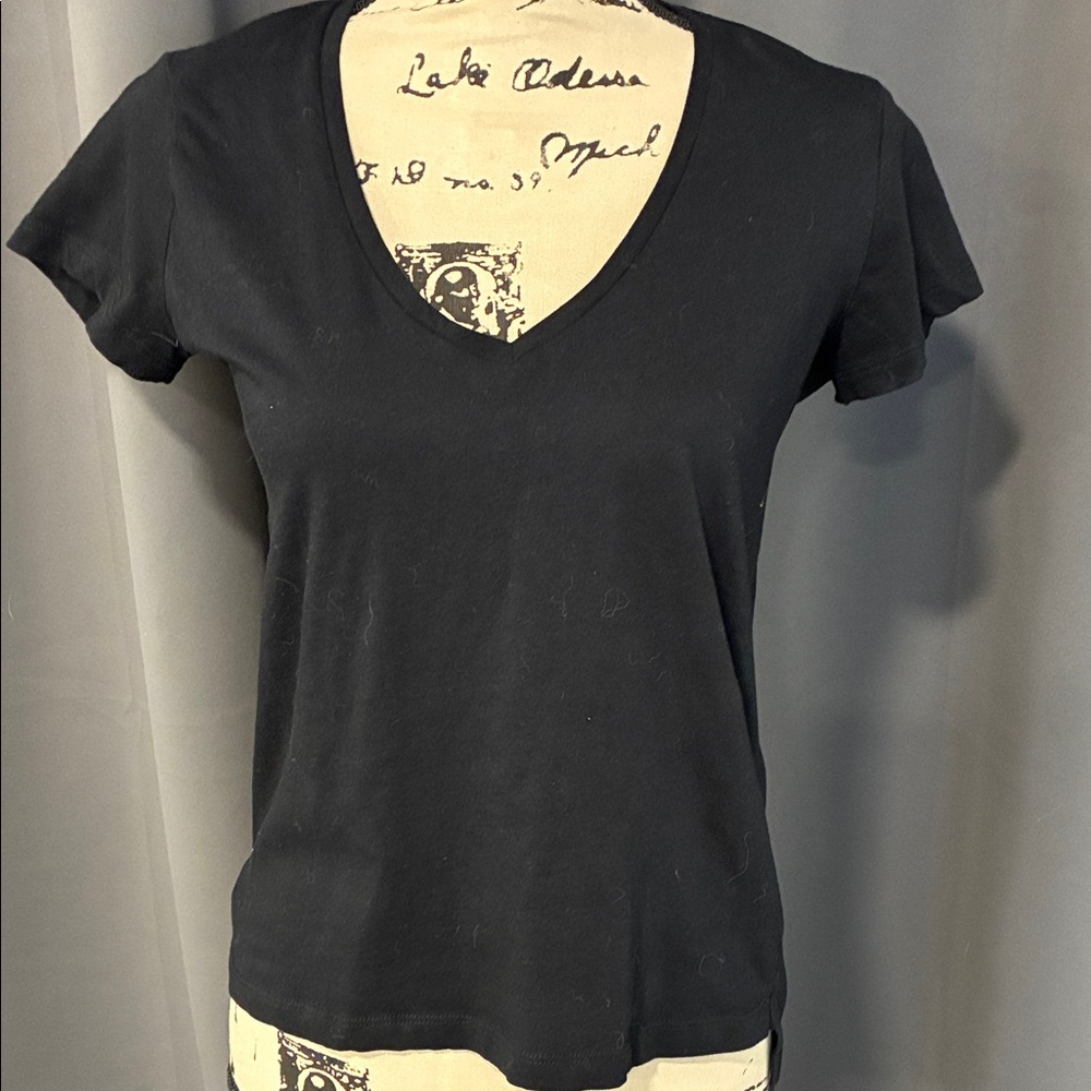 Zara Black Short Sleeve V-Neck Tee
